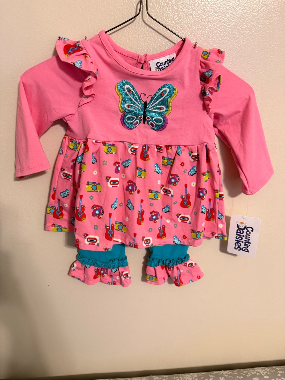 Counting Daisies NWT 18M Butterfly Ruffle Outfit | Boutique 2-Piece Toddler Set